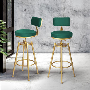 Levede 1x Bar Stools Velvet Kitchen Green-1973194046797123590