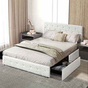 Levede Queen Bed Frame Tufted 4 Drawer-1973194032301608966