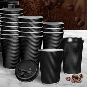 1000 Pcs 16oz Disposable Takeaway Coffee Black-1973194011602718726