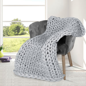 Dreamz Knitted Weighted Blanket Chunky Grey Kids-1973194040325312518