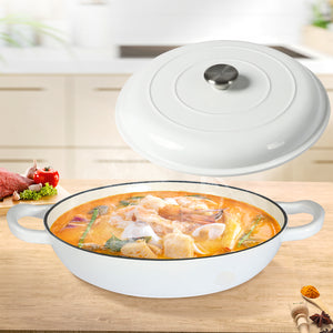 TOQUE 3.5L Enamel Dutch Oven Pan in White Colour-1973193931529261062