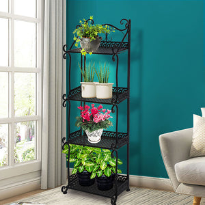 Levede Plant Stand 4 Tiers Outdoor Indoor Black-1973193777631858694