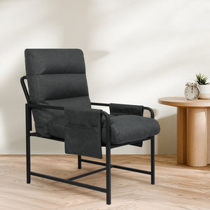 Levede Metal Framed Lounge Chair Linen in Dark Grey-1996005449077493766