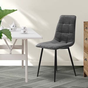 Levede 4x Dining Chairs Kitchen Velvet Grey-1973194074399838214