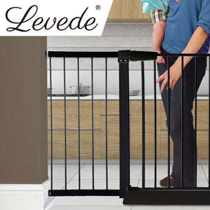 Levede Baby Safety Gate Adjustable Pet Black 45cm Extension-1975420518404329478
