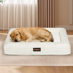 Pawz XL Size Orthopedic Dog Bed with Corduroy Removable Cover Waterproof Washable Beige-1996005464265068550