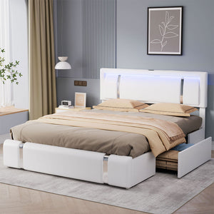 Levede Double Bed Frame With Adjustable Headboard White-1996005424842805254