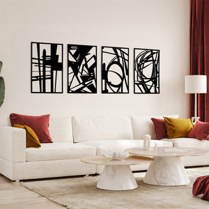 Yezi Metal Wall Art 4Pcs Abstract Minimalist Line Decor-1996005450138652678