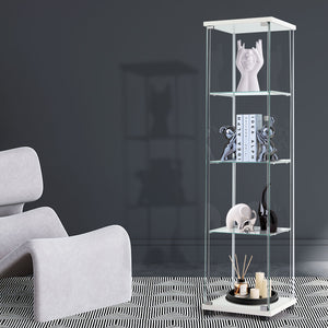 Stacked Display Cabinet Tempered Glass White-1973193812268421126