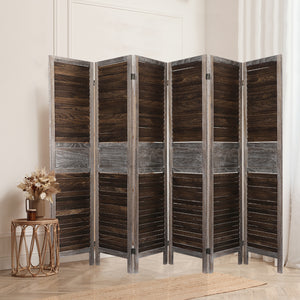 Levede Room Divider 6 Panel Folding Brown-1973193787844988934