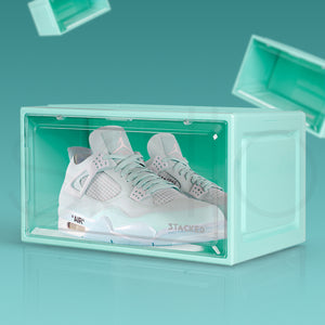 Stacked Sneaker Display Case Stackable Cyan-1973193714255925254