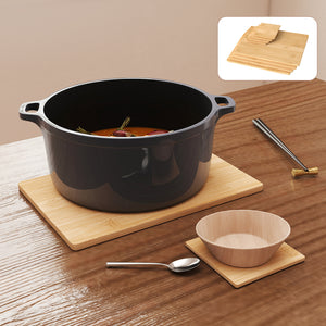 Toque 8 Pcs Natural Bamboo Placemat Coaster Storage Dish-1996005591667052550