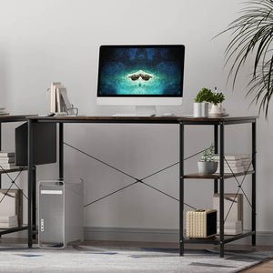 Levede L Shaped Computer Desk Corner Desk Brown-1996005368580411398