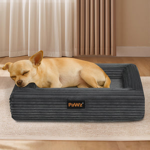 Pawz M Size Orthopedic Dog Bed with Corduroy Removable Cover Waterproof Washable Grey-1996005463711420422