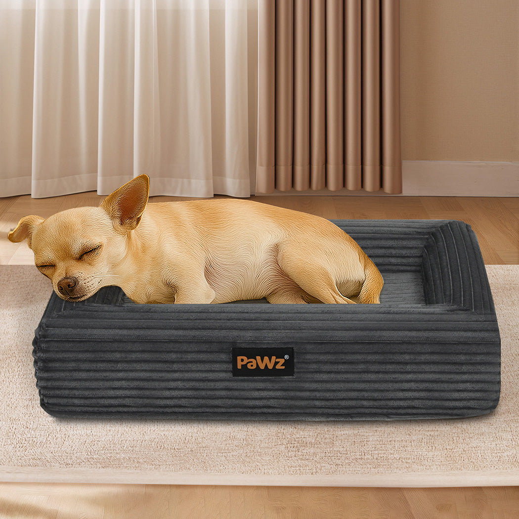 pawz-m-size-orthopedic-dog-bed-with-corduroy-removable-cover-waterproof-washable-grey-1996005463711420422