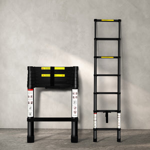 Traderight Multipurpose Aluminium Ladder Telescopic 2M Black 2 Meter-1973193882153914374