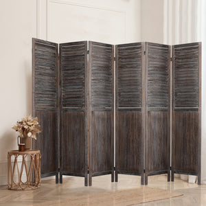 Levede 6 Panel Partition Room Divider Brown-1973193788067287046