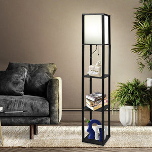 EMITTO Floor Lamp Storage Shelf LED Black-1973193956162408454