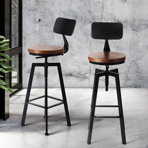Levede 4x Bar Stool Kitchen Wooden Metal-1975420482803077126