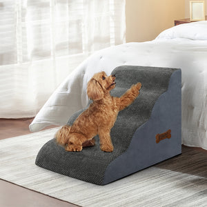 Pawz 4 Steps Pet Stairs Dog Ramp High Density Foam Grey-1996005456614658054