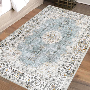 Marlow Floor Rug Short Pile Washable Vintage Carpet Soft Plush Non Slip 160x120-1996005378323779590