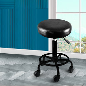 Levede Salon Stool Swivel Bar Stools Black with Black Stand-1975420407490154499