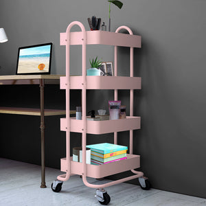 Levede 4 Tiers Kitchen Trolley Cart Pink-1973193877636648966