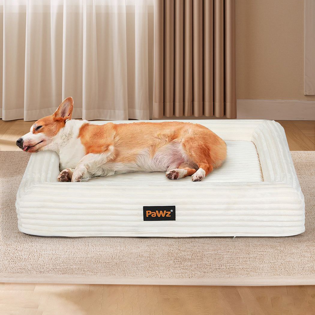 pawz-l-size-orthopedic-dog-bed-with-corduroy-removable-cover-waterproof-washable-beige-1996005463518482438