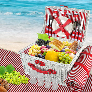 Picnic Basket Set Baskets 4 Person Wicker-1973194015985766406