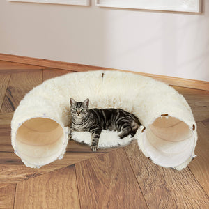 Pawz Cat Tunnel Foldable Fluffy Plush Play Tube Beige-1996005432715513863