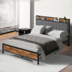 Levede Queen Bed Frame Tufted Headboard USB Charge-1973194033044000774