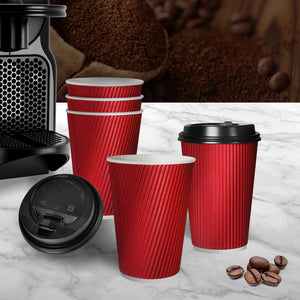 50 Pcs 16oz Disposable Takeaway Coffee Red-1973194012202504198