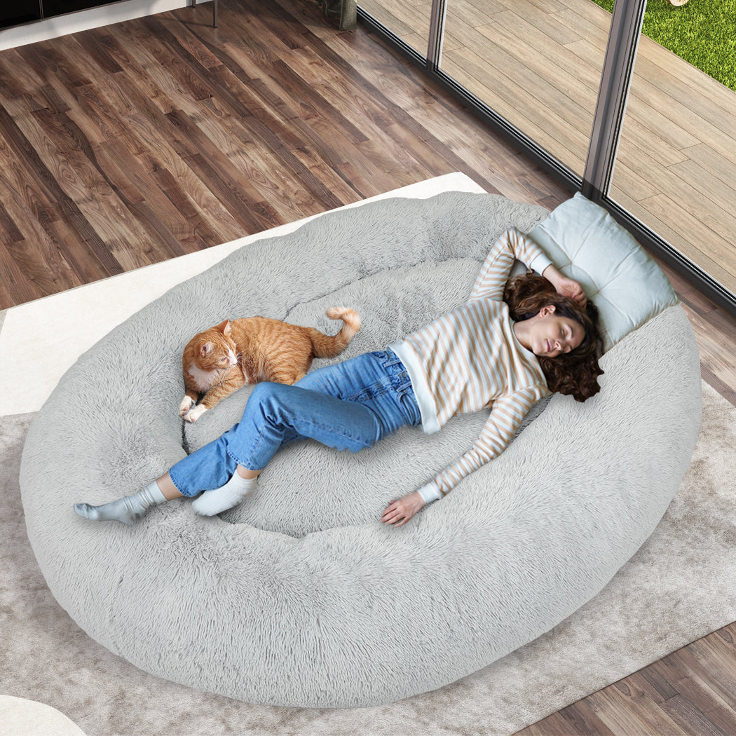 thenapbed-1-8m-human-size-pet-bed-fluffy-grey-1973193670542888966