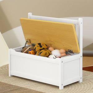 Levede 2-In-1 Kids Toys Storage Bench Box Wooden Chair-1996005461425524742
