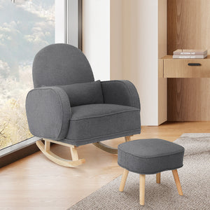 Levede Fleece Rocking Chair with footstool-1996005392991260678
