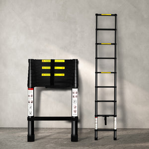 Traderight Multipurpose Aluminium Ladder Telescopic 2.6M Black 2.6 Meter-1973193881751261190