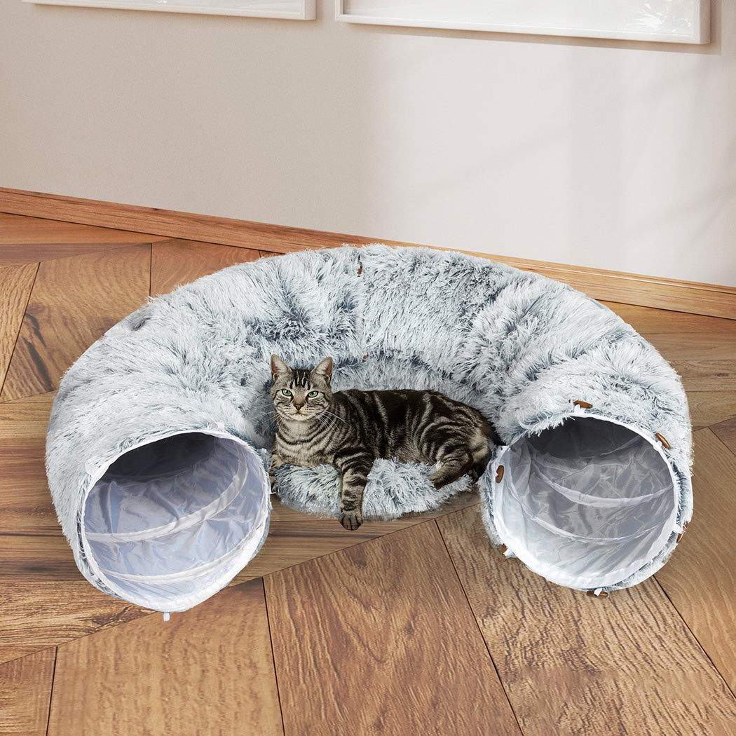 pawz-cat-tunnel-foldable-fluffy-plush-play-tube-grey-1996005432891674631