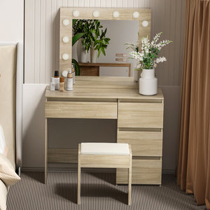 Levede Dressing Table Stool Set Makeup Mirror Led-1996005494019461126