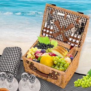 4 Person Picnic Basket Baskets Set Outdoor-1973193795138883590