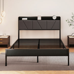 Levede Queen Bed Frame Steel Base with Headboard Grey-1996005522343596038