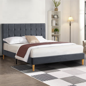 Levede Fabric Bed Frame Double Mattress Grey-1973194029692751878