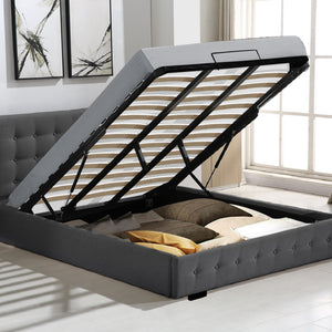 Levede Fabric Bed Frame King Tufted Dark Grey-1973194028547706886