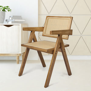 Levede 8x Dining Chair Solid Wood Rattan-1996005480094371846