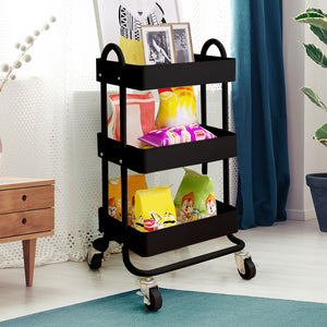 Levede 3 Tiers Kitchen Trolley Cart Black-1973193876663570439