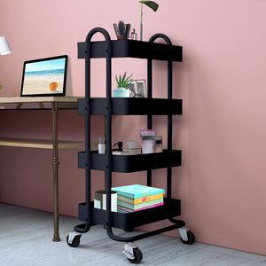 Levede 4 Tiers Kitchen Trolley Cart Black-1973193877439516680
