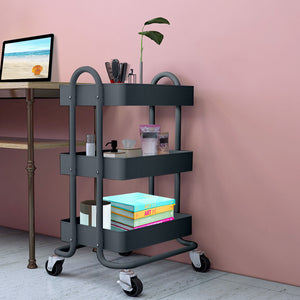 Levede 3 Tiers Kitchen Trolley Cart Grey-1973193876848119816
