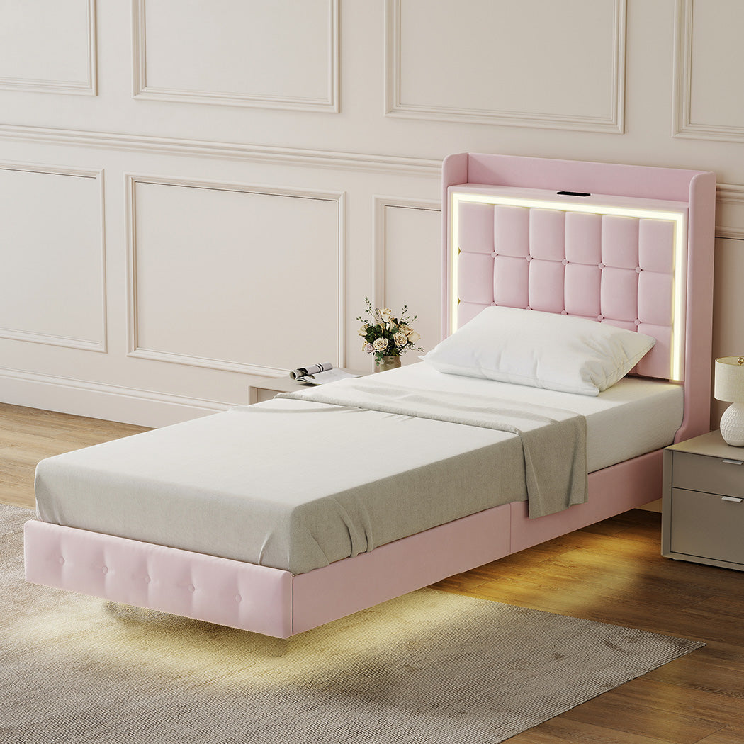 levede-single-floating-bed-frame-led-headboard-usb-pink-1996009956679225351