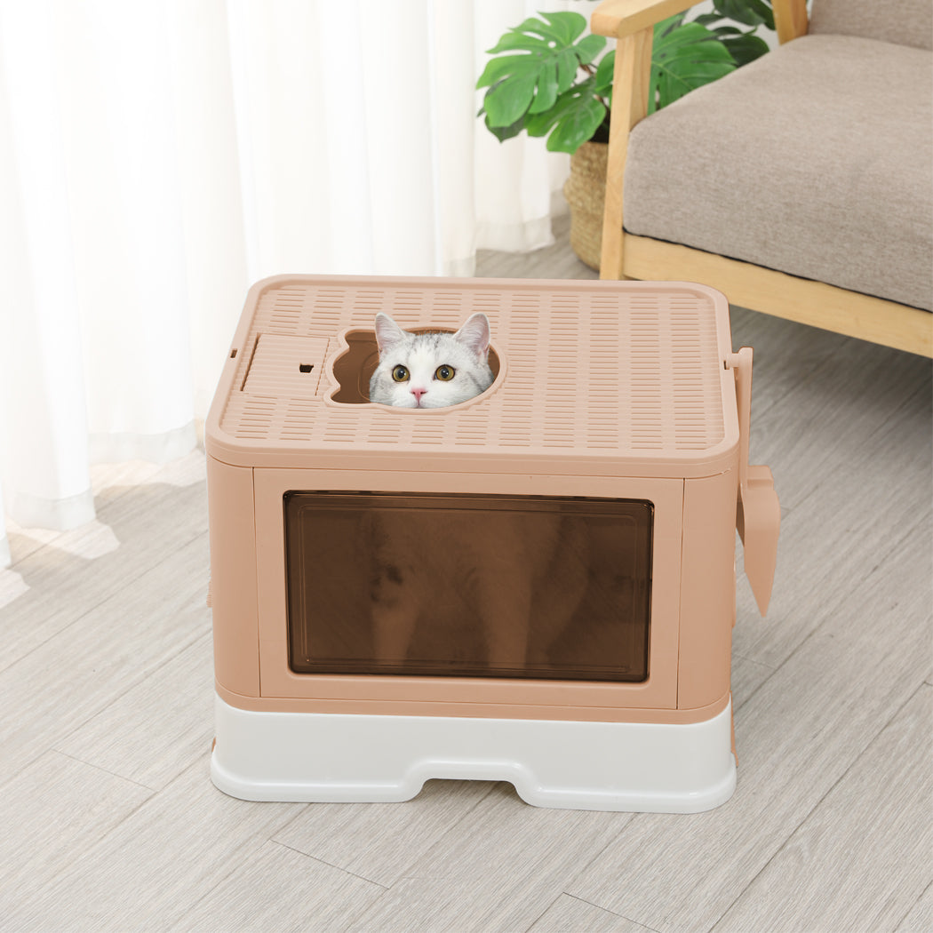 pawz-foldable-cat-litter-box-tray-enclosed-pink-1975420460430659591