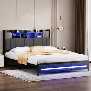 Levede Queen Bed Frame with Storage Headboard RGB LED-1996005429959856135