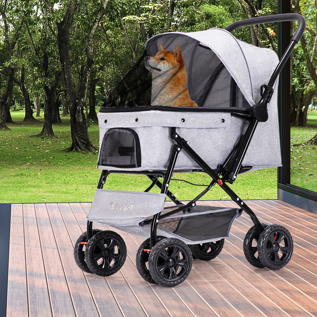 pawz-pet-stroller-pram-dog-carrier-trailer-grey-1973193719360393223
